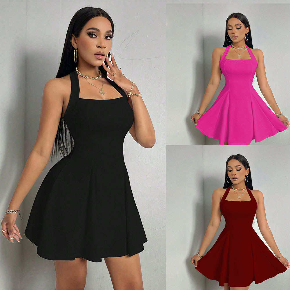Y2K Backless Halter Mini Dress - Gaun Mini Wanita Seksi Y2K Model
