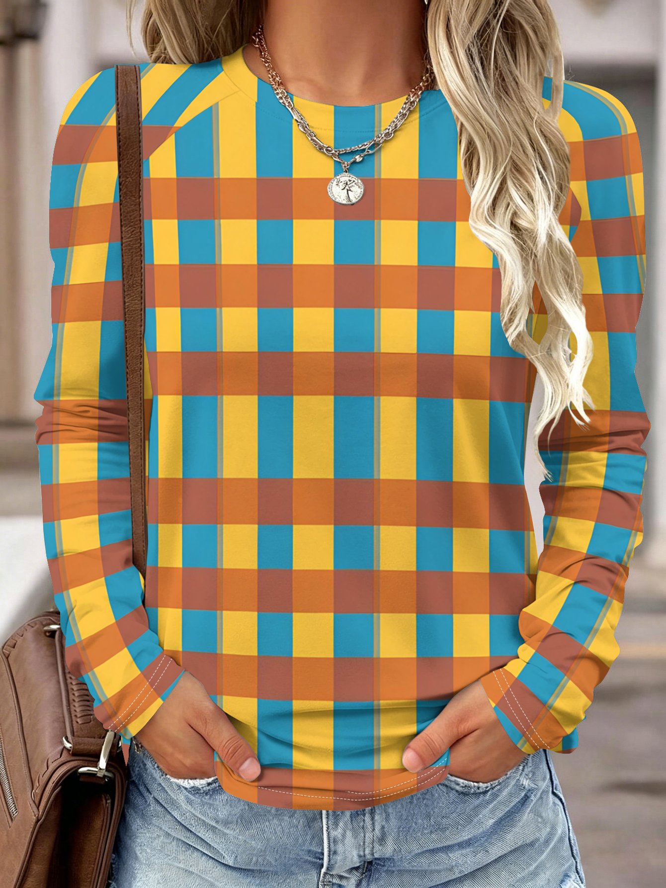 Blouses - Kemeja Lengan Panjang Wanita, Motif Kotak-kotak
