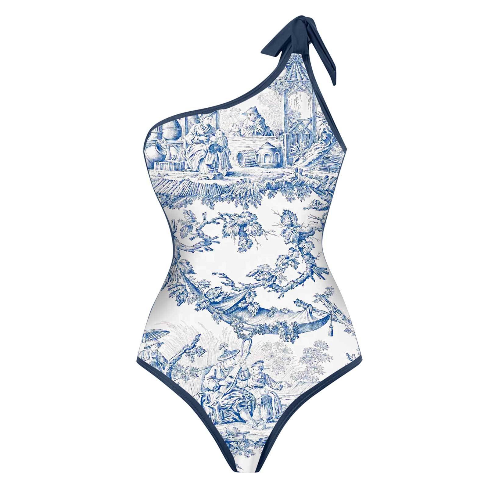 Skirts - Bikini Wanita Tankini Biru dan Putih