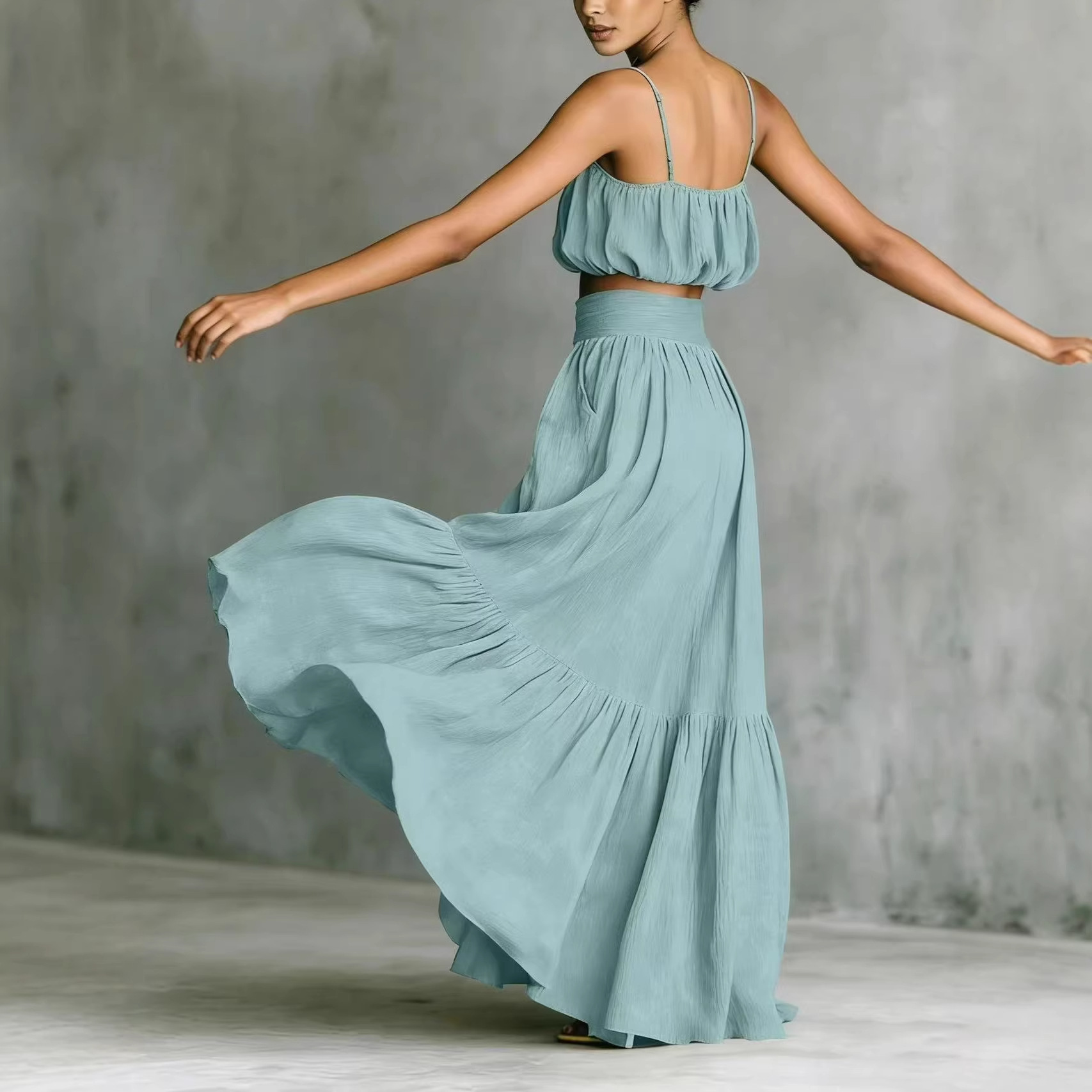 Setelan Wanita Musim Panas 2 P - Boho Summer Beach Maxi Dress ulasan dan harga