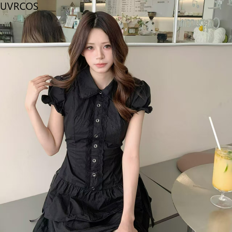Gaun Lolita Gaya Preppy Jepang - Korean Style A Line Shirt Dress ulasan dan harga