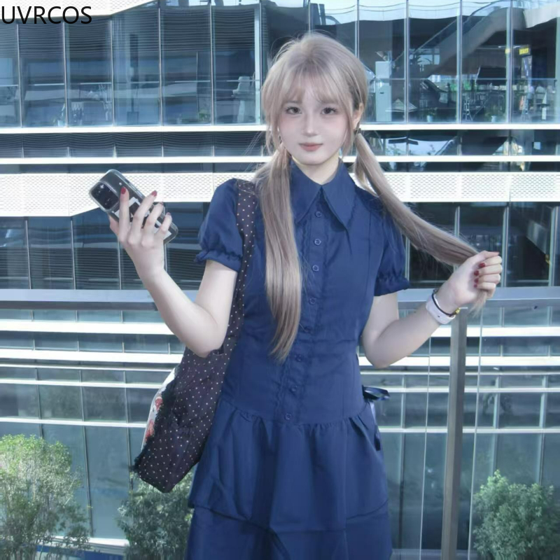 Gaun Lolita Gaya Preppy Jepang - Korean Style A Line Shirt Dress ulasan dan harga