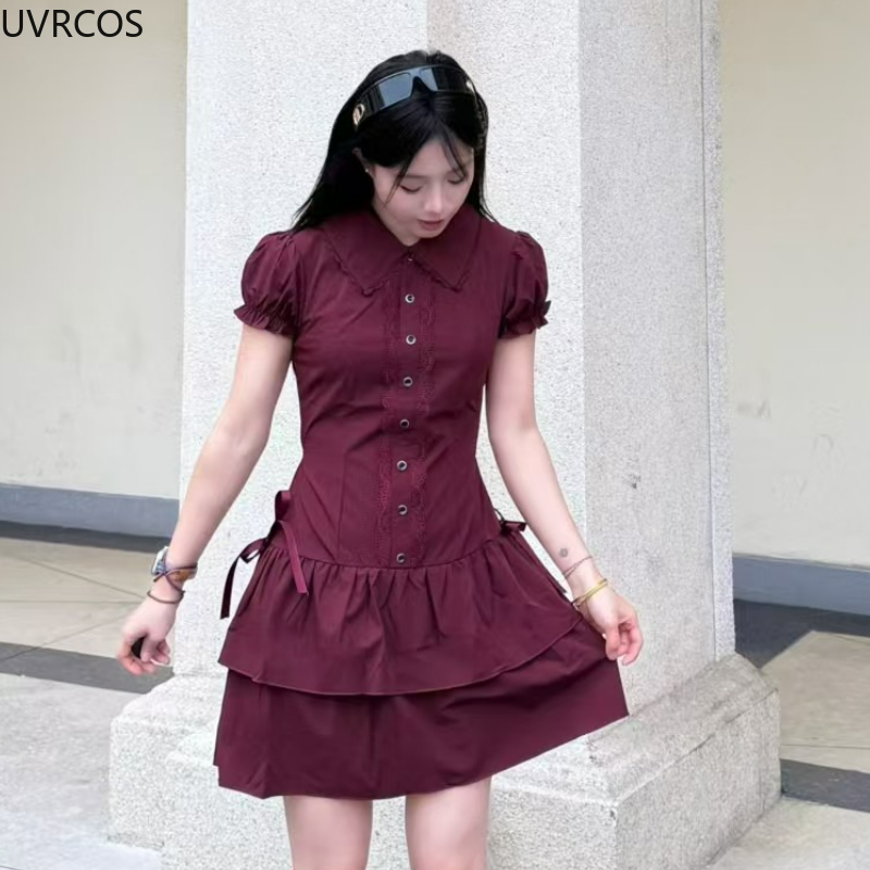 Gaun Lolita Gaya Preppy Jepang - Korean Style A Line Shirt Dress ulasan dan harga