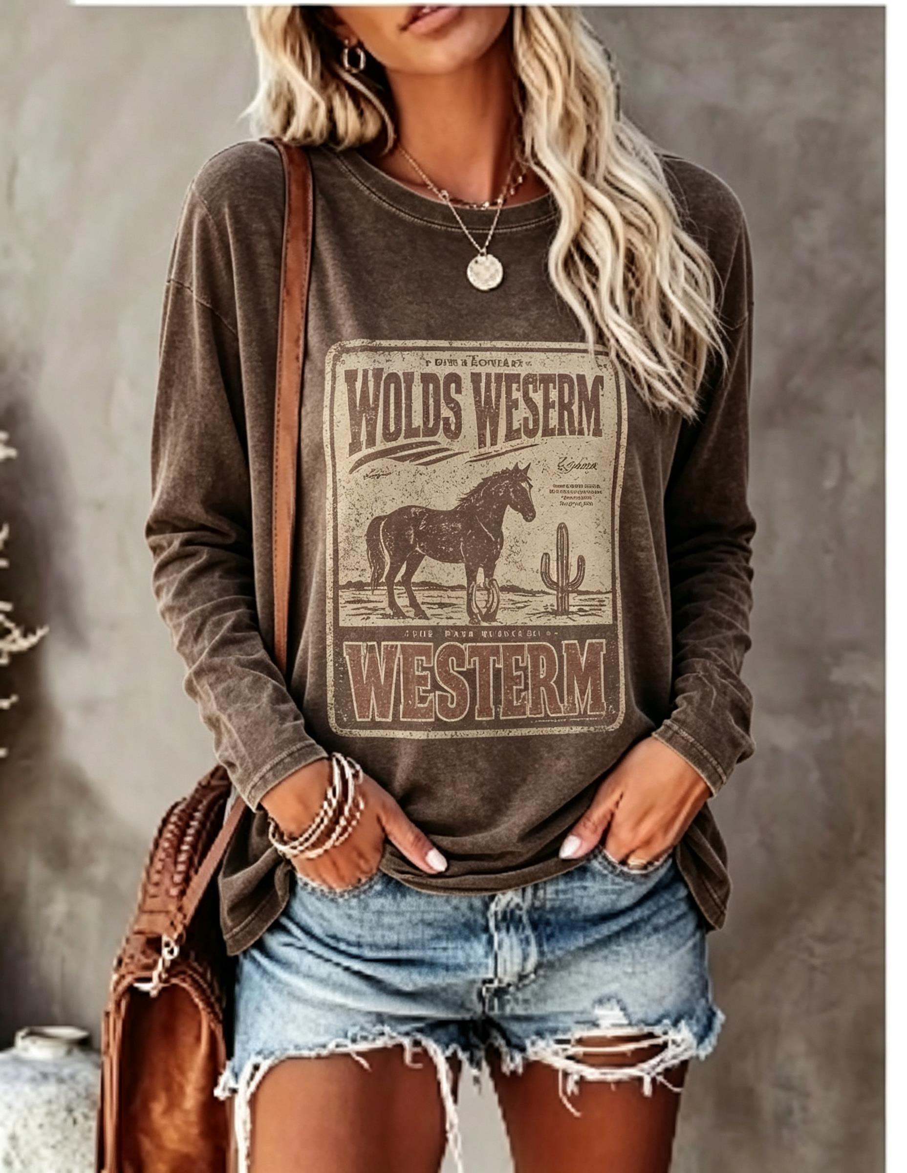 Kaos Lengan Panjang Wanita, Mo - Blouses ulasan dan harga